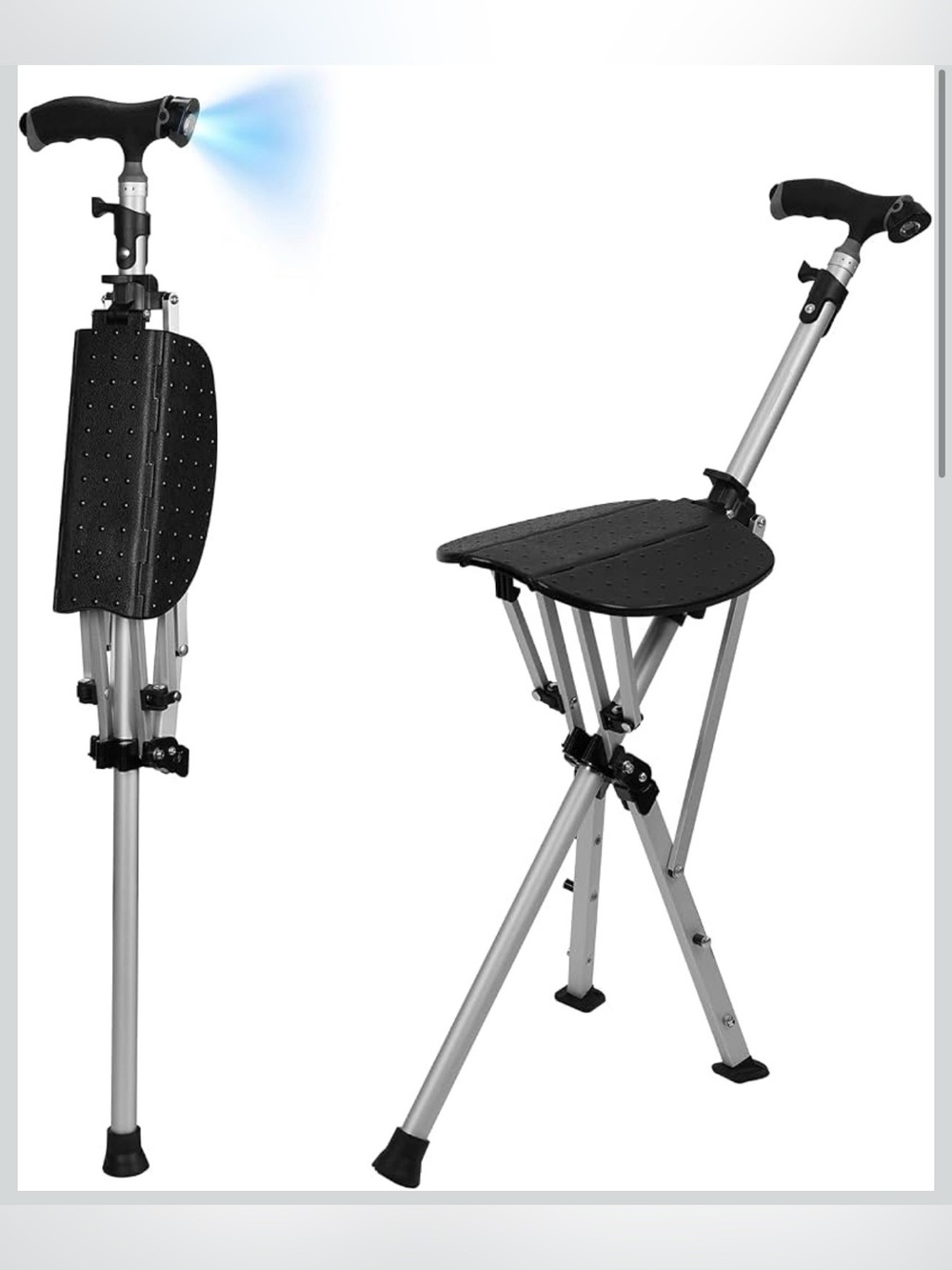 Portable Black Folding Travel Stool with Integrated Handle